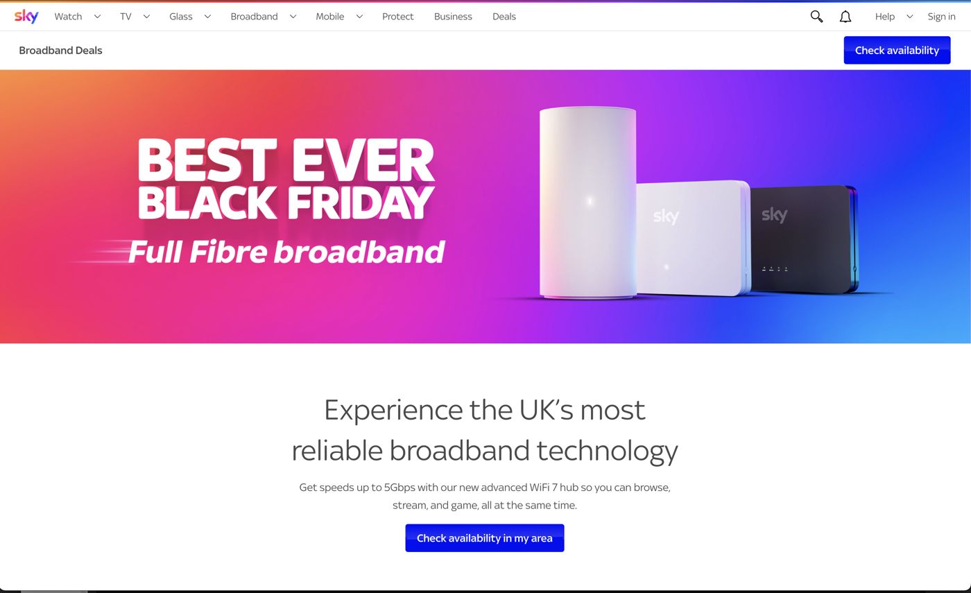 Full Fibre broadband page hero